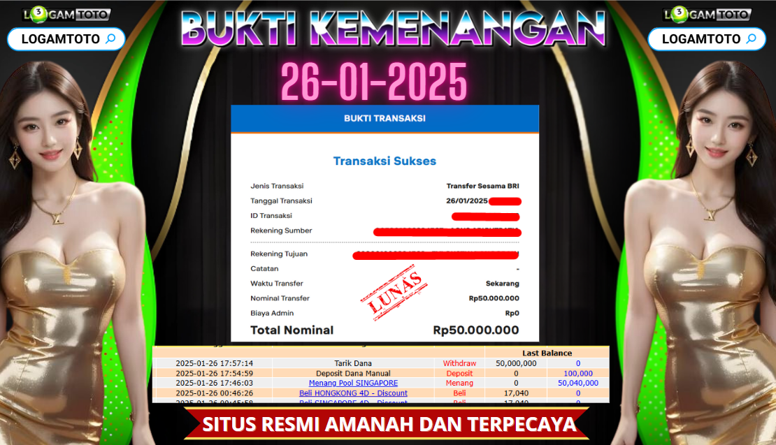 SELAMAT KEPADA MEMBER SETIA LOGAMTOTO BERHASIL JACKPOT DI PERMAINAN TOGEL SINGAPORE POOLS